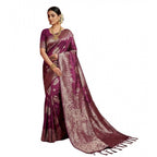 Seduva Women's Silk Blend Printed Saree With Unstitched Blouse 5.5Mtr (Purple)