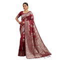 Seduva Women's Silk Blend Printed Saree With Unstitched Blouse 5.5Mtr (Maroon)