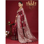 Seduva Women's Silk Blend Printed Saree With Unstitched Blouse 5.5Mtr (Maroon)