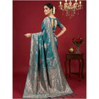 Seduva Women's Silk Blend Printed Saree With Unstitched Blouse 5.5Mtr (Sea Green)