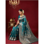 Seduva Women's Silk Blend Printed Saree With Unstitched Blouse 5.5Mtr (Sea Green)