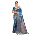 Seduva Women's Banarasi Silk Printed Saree With Unstitched Blouse 5.5Mtr (Teal Blue)