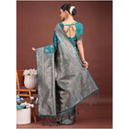 Seduva Women's Banarasi Silk Printed Saree With Unstitched Blouse 5.5Mtr (Sea Green)