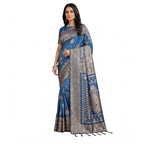 Seduva Women's Silk Blend Printed Saree With Unstitched Blouse 5.5Mtr (Sky Blue)
