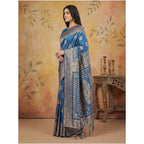 Seduva Women's Silk Blend Printed Saree With Unstitched Blouse 5.5Mtr (Sky Blue)