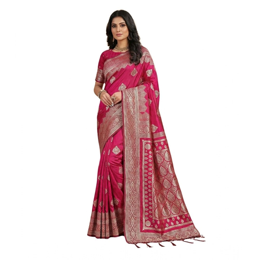 Seduva Women's Silk Blend Printed Saree With Unstitched Blouse 5.5Mtr (Magenta)