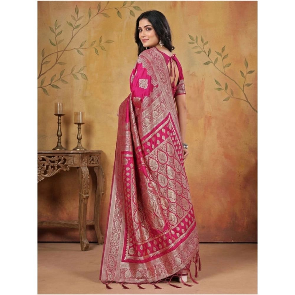 Seduva Women's Silk Blend Printed Saree With Unstitched Blouse 5.5Mtr (Magenta)