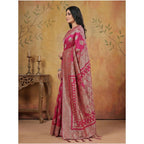 Seduva Women's Silk Blend Printed Saree With Unstitched Blouse 5.5Mtr (Magenta)
