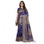 Seduva Women's Silk Blend Printed Saree With Unstitched Blouse 5.5Mtr (Navy Blue)