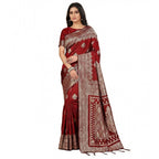 Seduva Women's Silk Blend Printed Saree With Unstitched Blouse 5.5Mtr (Maroon)