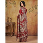 Seduva Women's Silk Blend Printed Saree With Unstitched Blouse 5.5Mtr (Maroon)