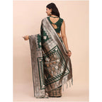 Seduva Women's Banarasi Silk Printed Saree With Unstitched Blouse 5.5Mtr (Green)