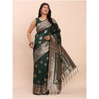 Seduva Women's Banarasi Silk Printed Saree With Unstitched Blouse 5.5Mtr (Green)