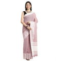 Seduva Women's Linen Printed Saree With Unstitched Blouse 5.5Mtr (Purple)