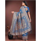 Seduva Women's Silk Printed Saree With Unstitched Blouse 5.5Mtr (Sky Blue)