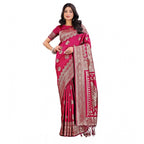 Seduva Women's Silk Printed Saree With Unstitched Blouse 5.5Mtr (Magenta)