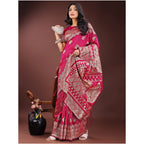 Seduva Women's Silk Printed Saree With Unstitched Blouse 5.5Mtr (Magenta)