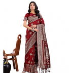 Seduva Women's Silk Printed Saree With Unstitched Blouse 5.5Mtr (Maroon)