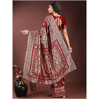 Seduva Women's Silk Printed Saree With Unstitched Blouse 5.5Mtr (Maroon)