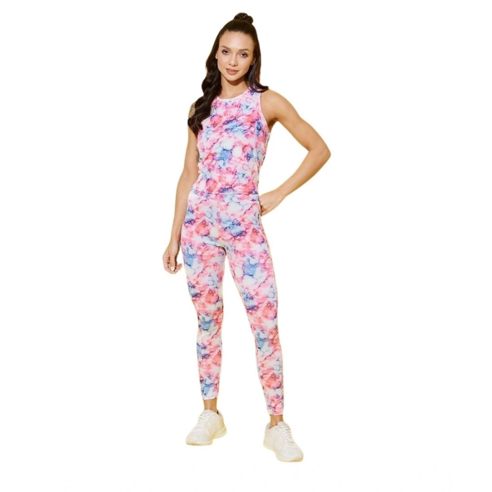 Seduva Women's Polyester Lycra Printed Sleeveless Active Wear (Multicolor)