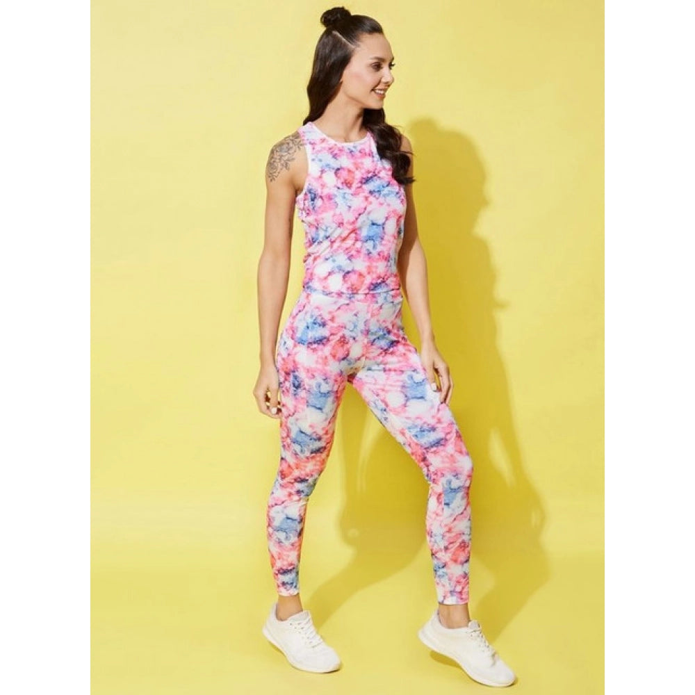 Seduva Women's Polyester Lycra Printed Sleeveless Active Wear (Multicolor)