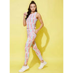 Seduva Women's Polyester Lycra Printed Sleeveless Active Wear (Multicolor)