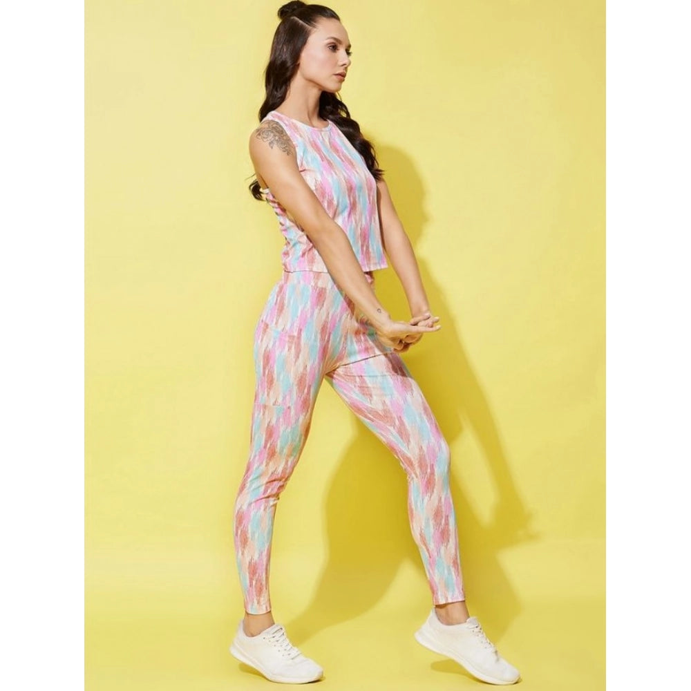 Seduva Women's Polyester Lycra Printed Sleeveless Active Wear (Multicolor)