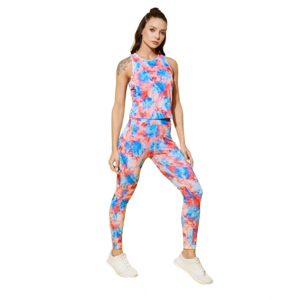 Seduva Women's Polyester Lycra Printed Sleeveless Active Wear (Multicolor)