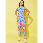 Seduva Women's Polyester Lycra Printed Sleeveless Active Wear (Multicolor)