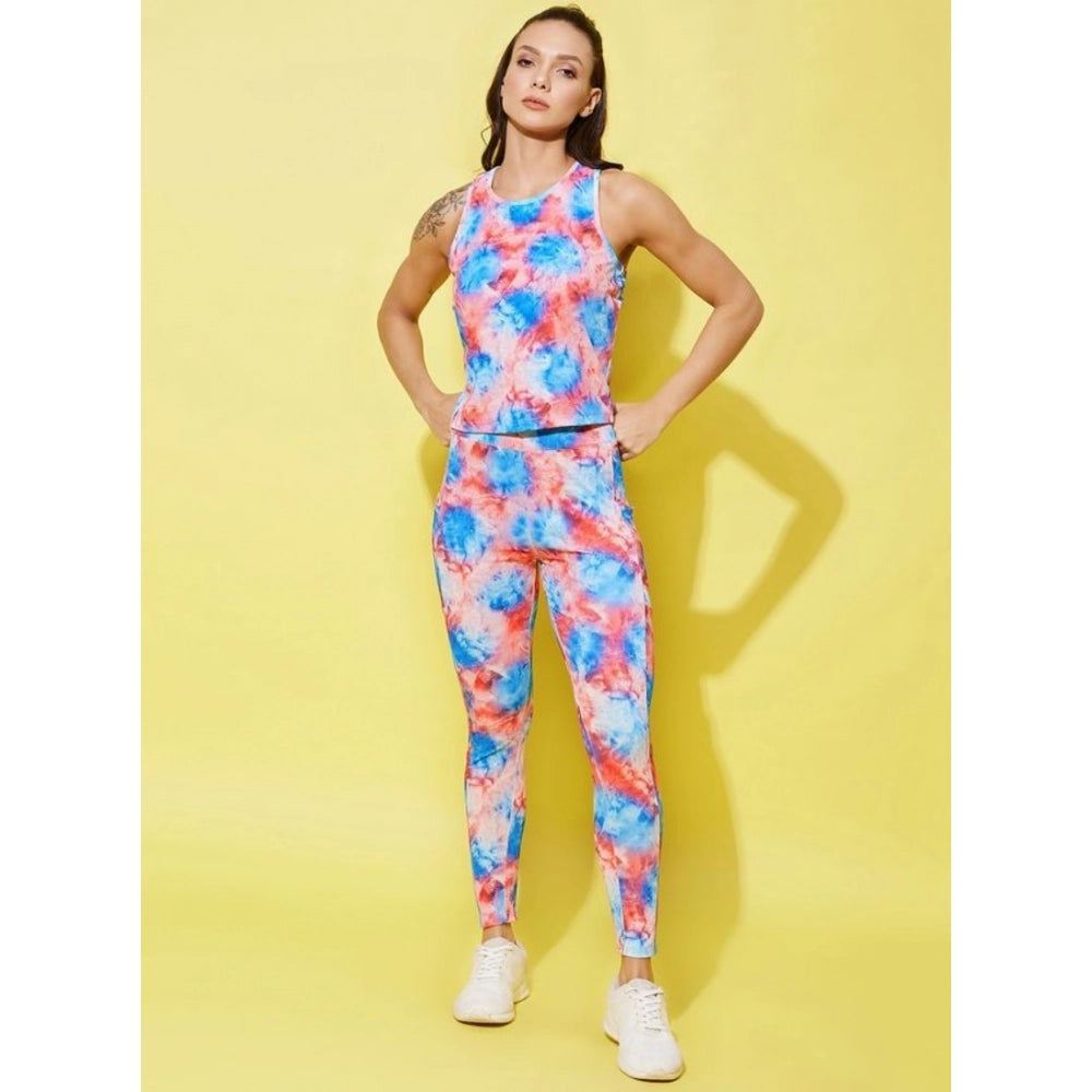 Seduva Women's Polyester Lycra Printed Sleeveless Active Wear (Multicolor)