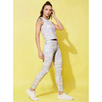 Seduva Women's Polyester Lycra Printed Sleeveless Active Wear (Multicolor)