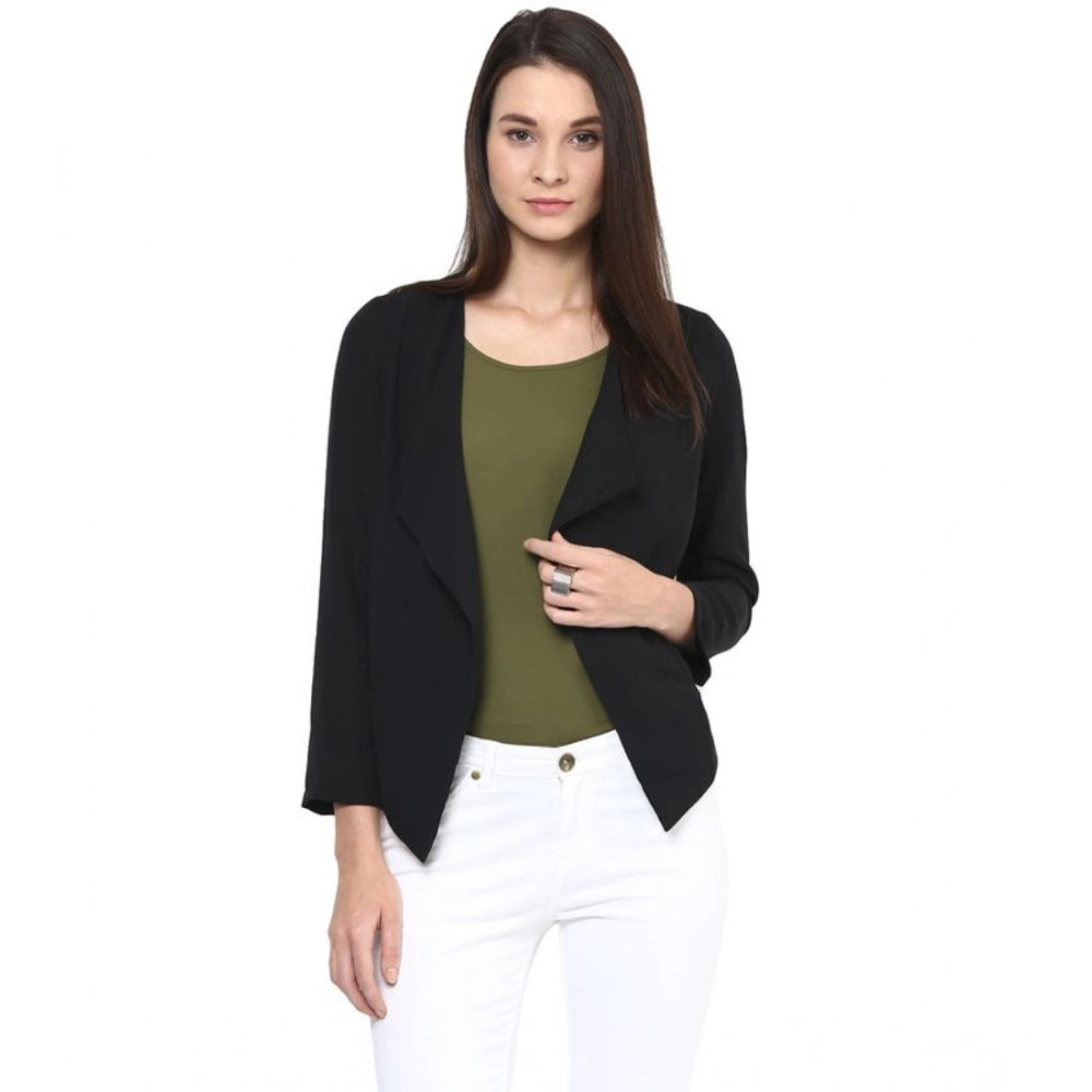 Seduva Women's Polyester Solid Long Sleeves Blazer (Black)