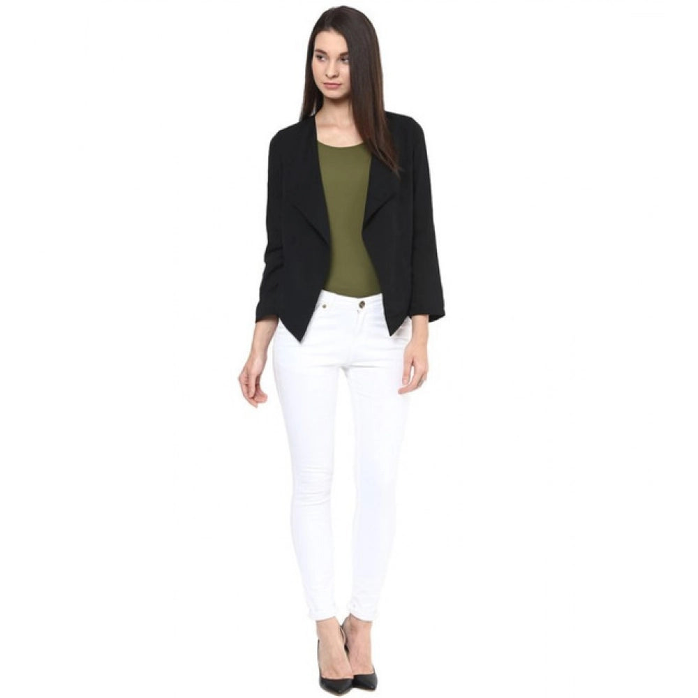 Seduva Women's Polyester Solid Long Sleeves Blazer (Black)