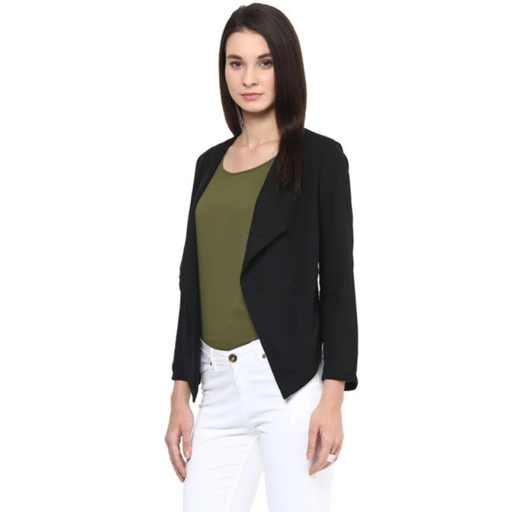 Seduva Women's Polyester Solid Long Sleeves Blazer (Black)