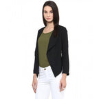Seduva Women's Polyester Solid Long Sleeves Blazer (Black)