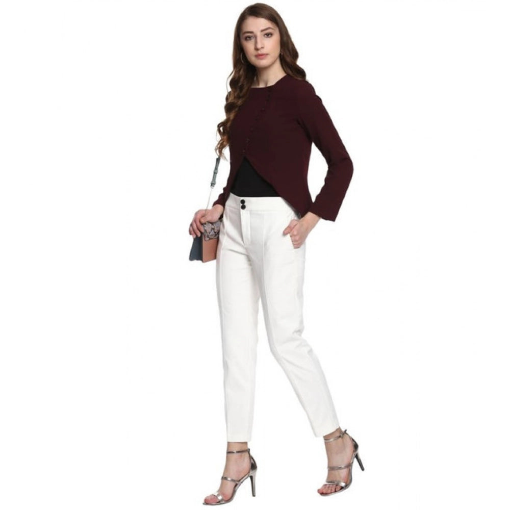 Seduva Women's Polyester Diagonal Cut Long Sleeves Blazer (Maroon)