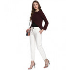 Seduva Women's Polyester Diagonal Cut Long Sleeves Blazer (Maroon)