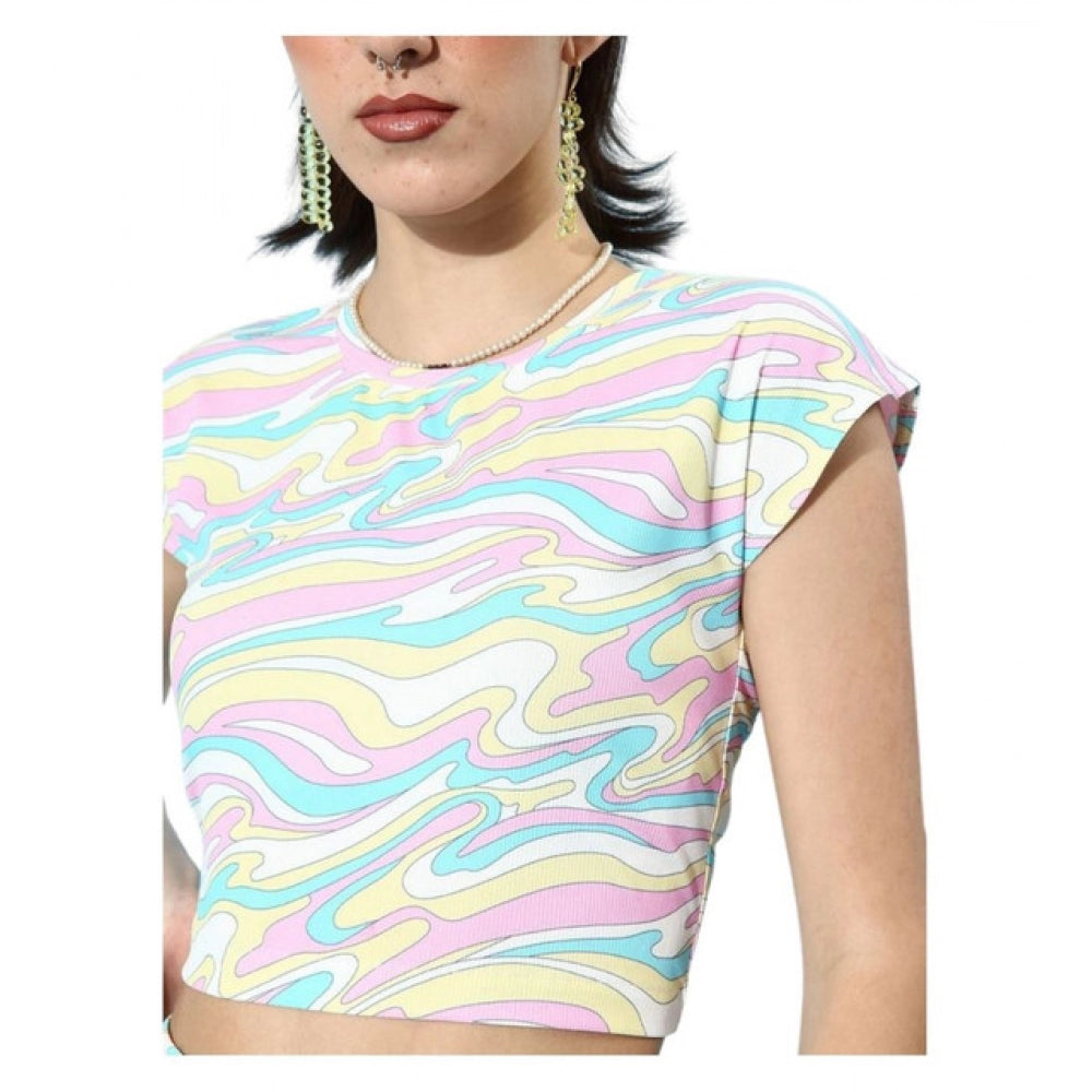Seduva Women's Polyester Lycra Printed Cap Sleeve Co-Ord Set (Multicolor)