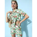 Seduva Women's Polyester Floral Short Sleeve Co-Ord Set (Multicolor)
