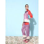 Seduva Women's Satin Colour Block Long Sleeves Co-Ord Set (Multicolor)