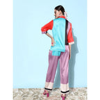 Seduva Women's Satin Colour Block Long Sleeves Co-Ord Set (Multicolor)