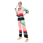 Seduva Women's Satin Colour Block Long Sleeves Co-Ord Set (Multicolor)