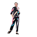 Seduva Women's Satin Colour Block Long Sleeves Co-Ord Set (Multicolor)