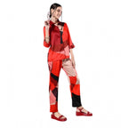 Seduva Women's Satin Colour Block Long Sleeves Co-Ord Set (Multicolor)