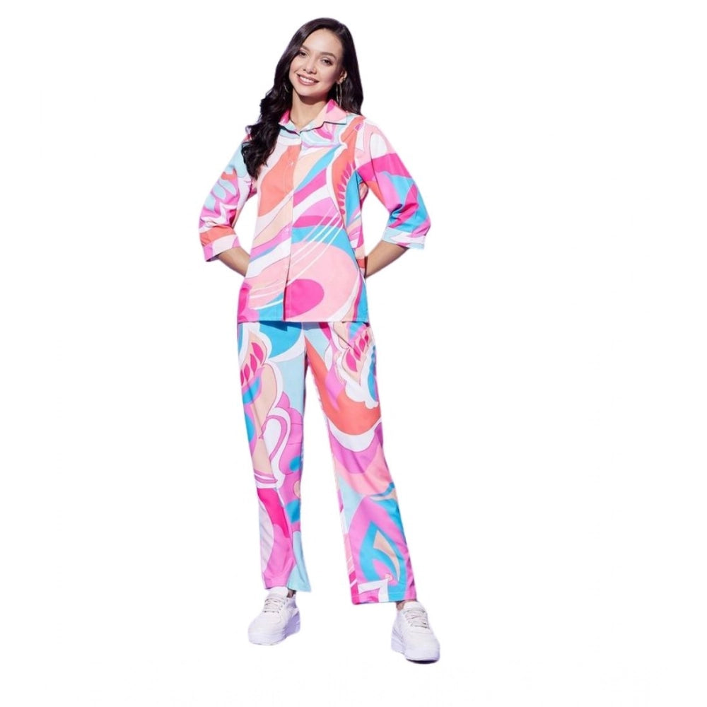 Seduva Women's Polyester Printed 3-4th Sleeve Co-Ord Set (Multicolor)