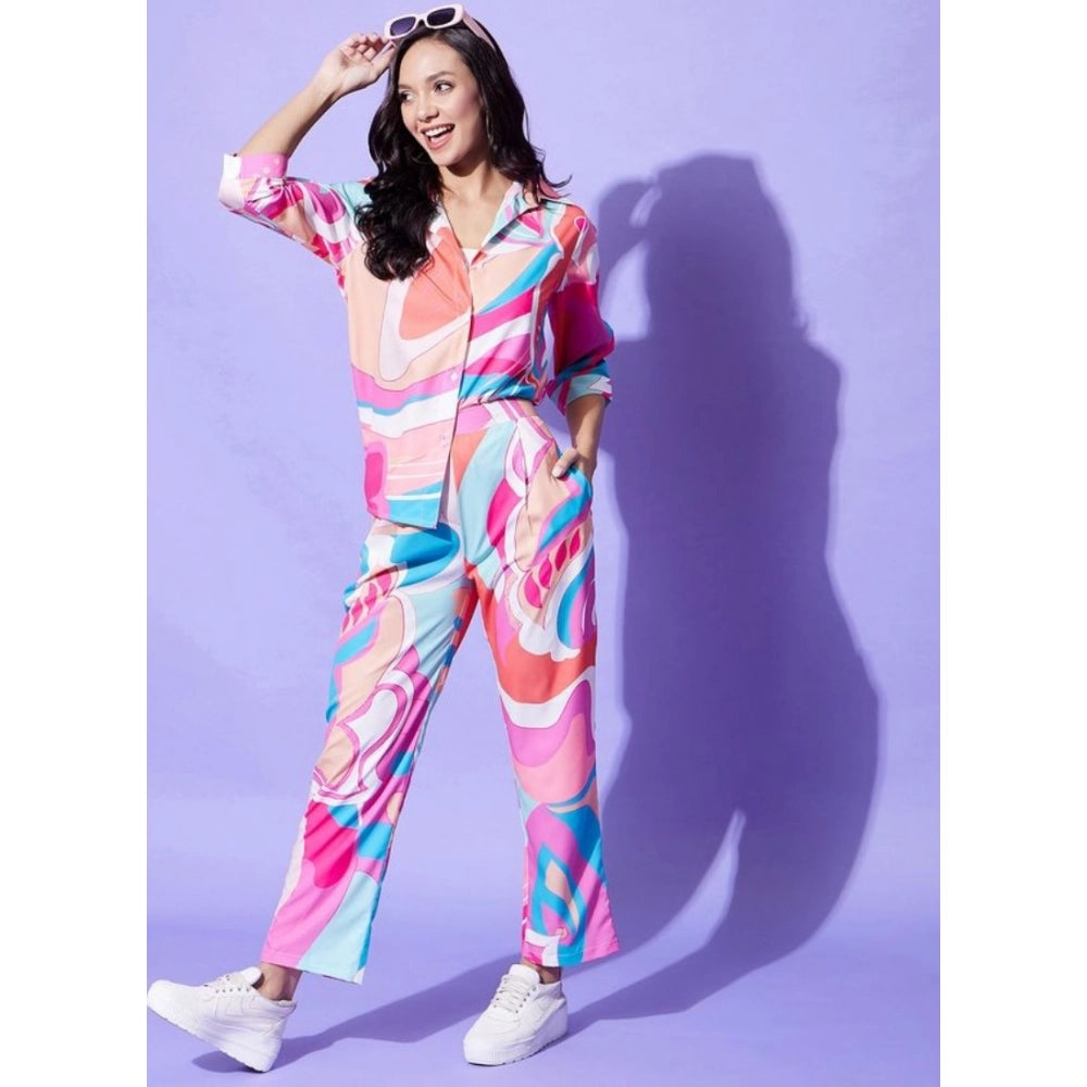 Seduva Women's Polyester Printed 3-4th Sleeve Co-Ord Set (Multicolor)