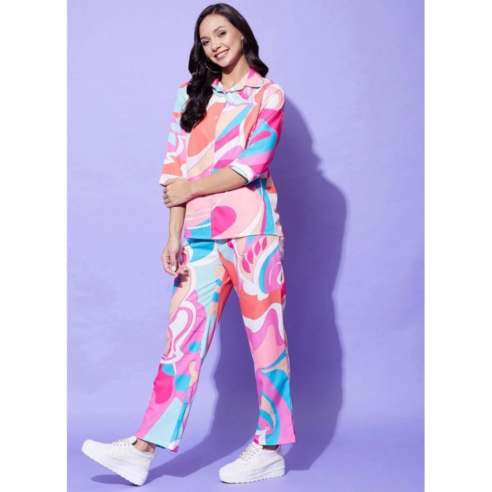 Seduva Women's Polyester Printed 3-4th Sleeve Co-Ord Set (Multicolor)