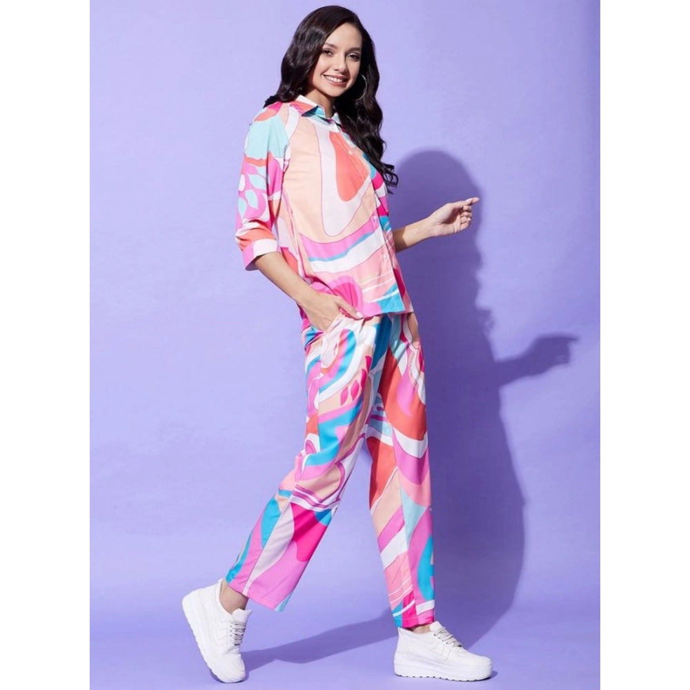 Seduva Women's Polyester Printed 3-4th Sleeve Co-Ord Set (Multicolor)
