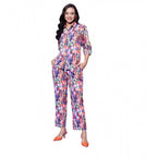 Seduva Women's Polyester Floral 3-4th Sleeve Co-Ord Set (Multicolor)