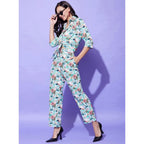 Seduva Women's Polyester Floral 3-4th Sleeve Co-Ord Set (Multicolor)